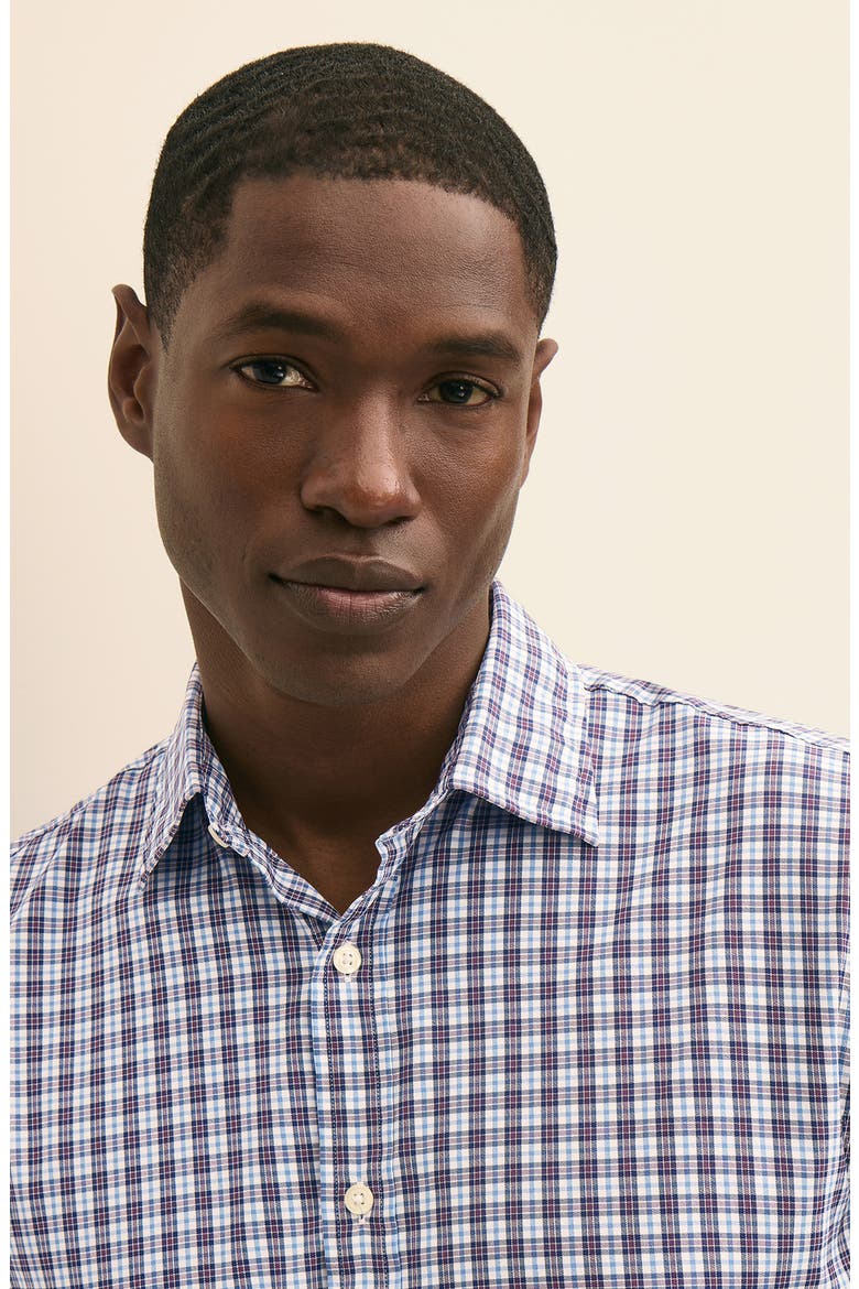 Plaid Performance Oxford Dress Shirt, Alternate, color, WHITE NAVY CHECKERED