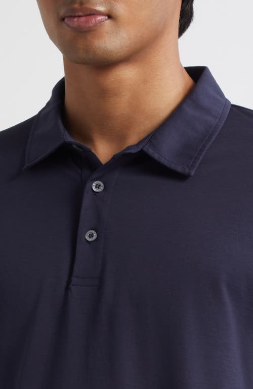 Sunspel Long Sleeve Supima® Cotton Polo In Blue