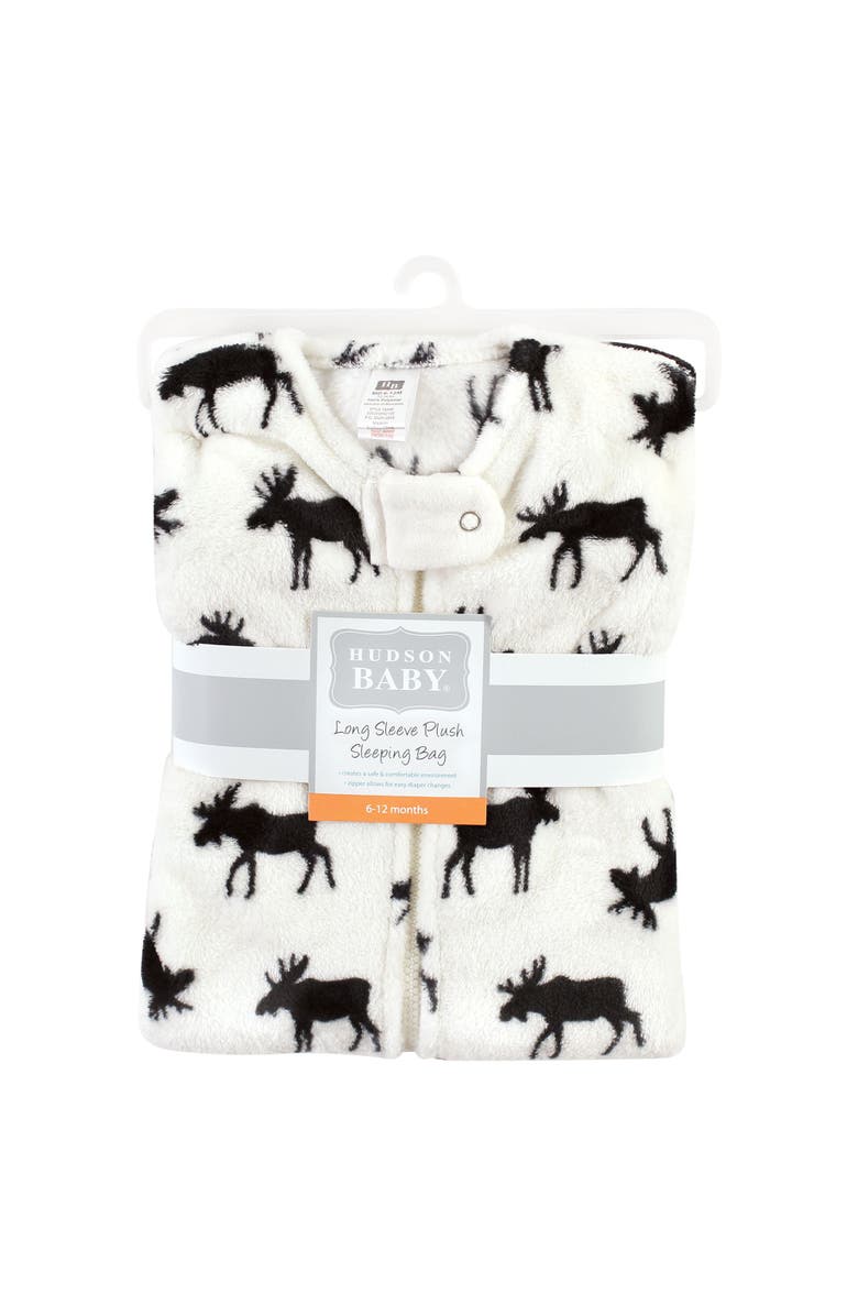 Hudson Baby Flannel Sleep Sack with Plush Full-Arm Coverage, Alternate, color, Long-Sleeve Moose