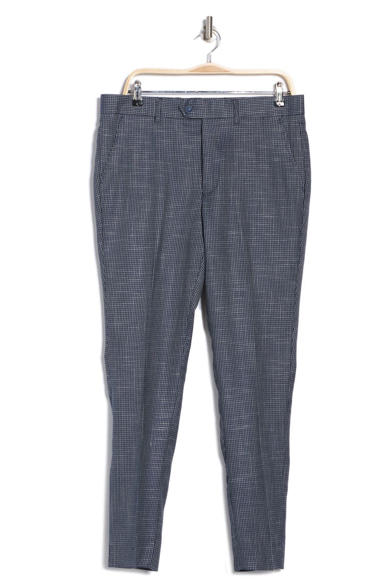 Houndstooth Slim Fit Dress Pants, Alternate, color, NAVY