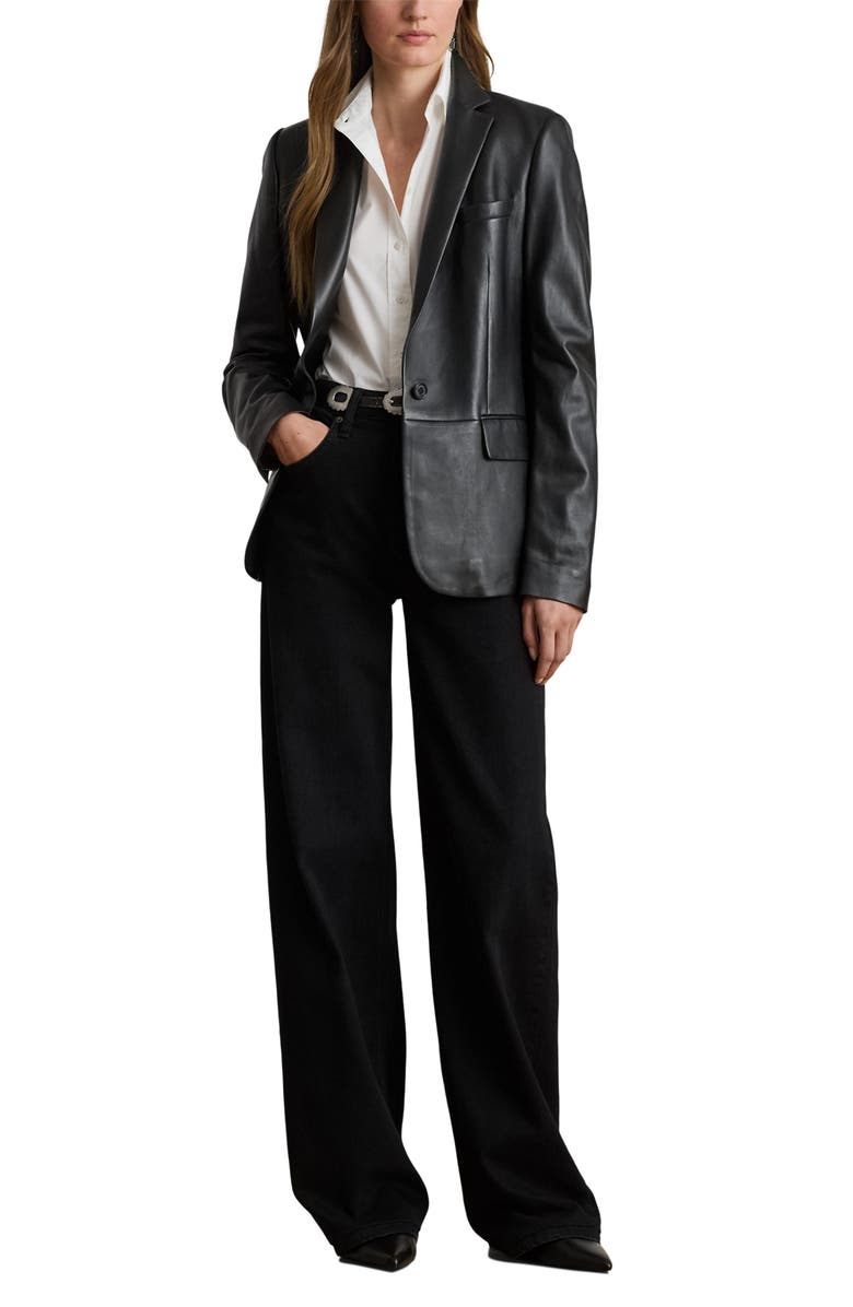 Lauren Ralph Lauren Leather Blazer, Alternate, color, 