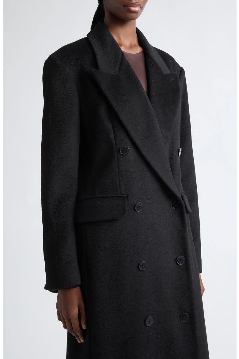 Pascal Double Breasted Camel Hair Coat, Alternate, color, BLACK