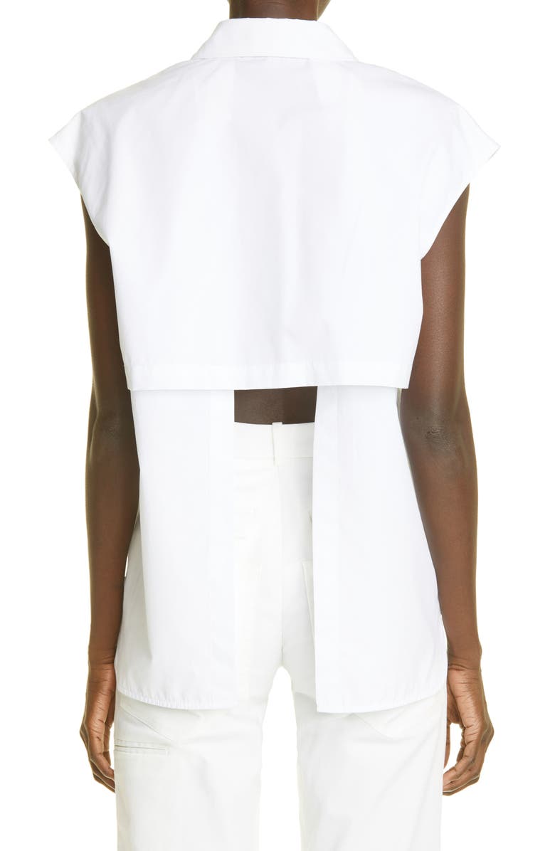 K.NGSLEY Unisex Nesli Back Cutout Sleeveless Cotton Twill Shirt, Alternate, color,