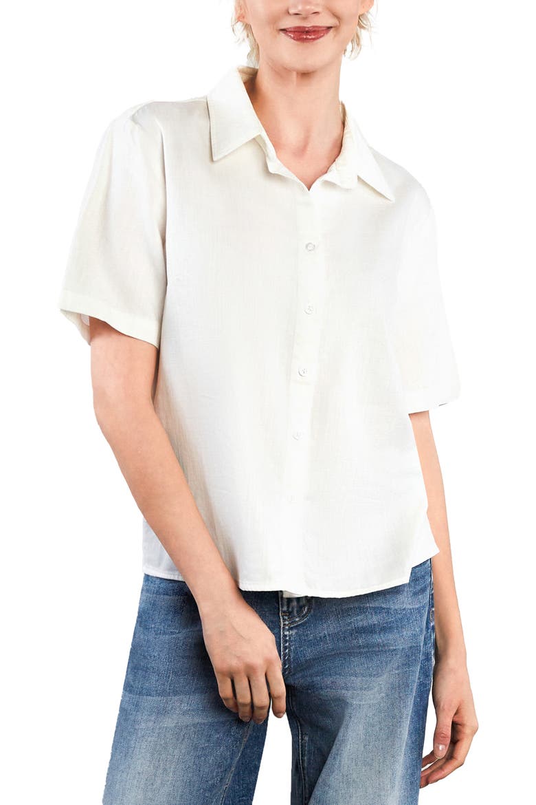 Flow Button-Up Shirt, Main, color, FRESH CREAM