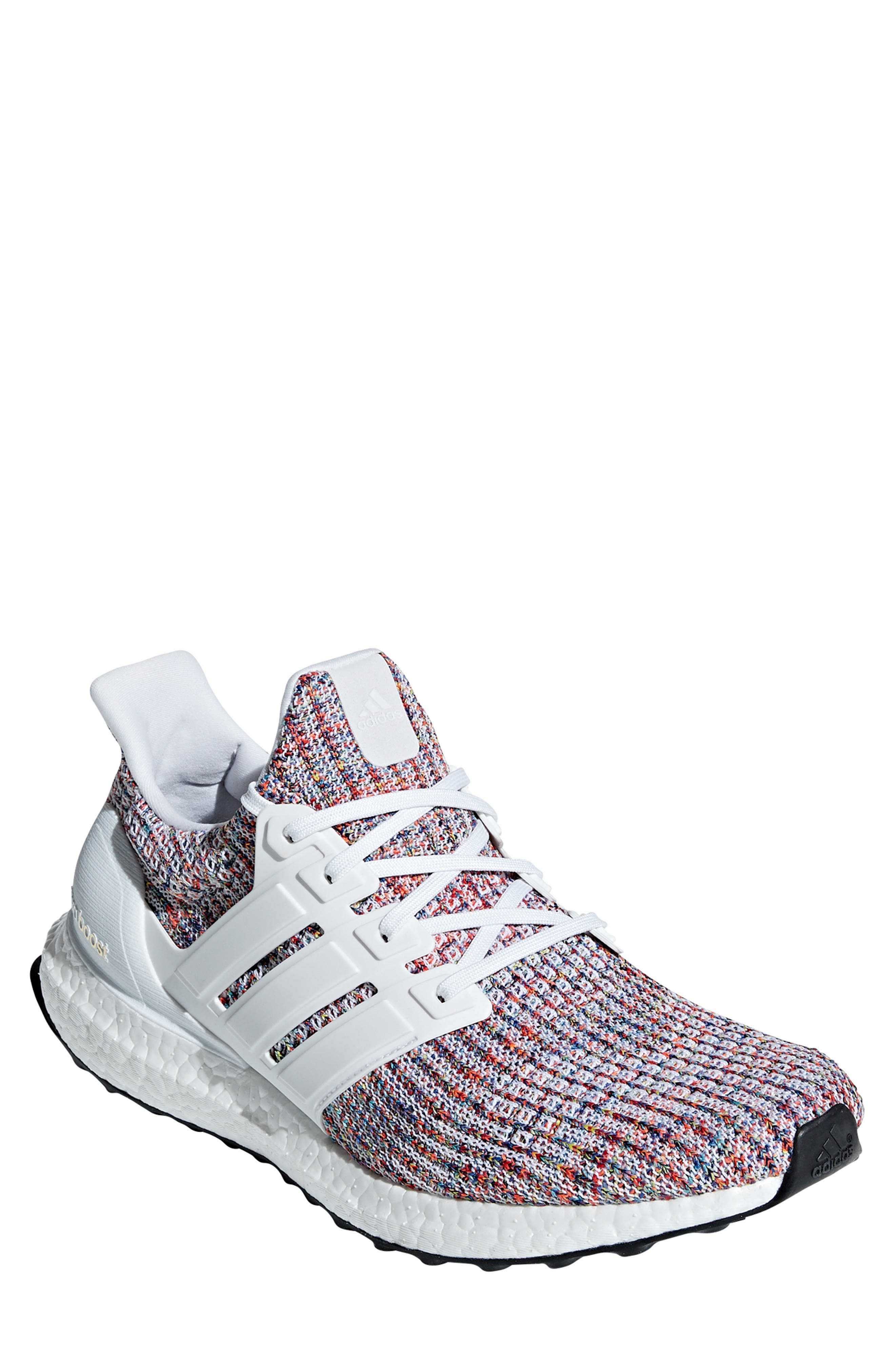 UltraBoost Running Shoe, Main, color, WHITE / COLLEGIATE NAVY