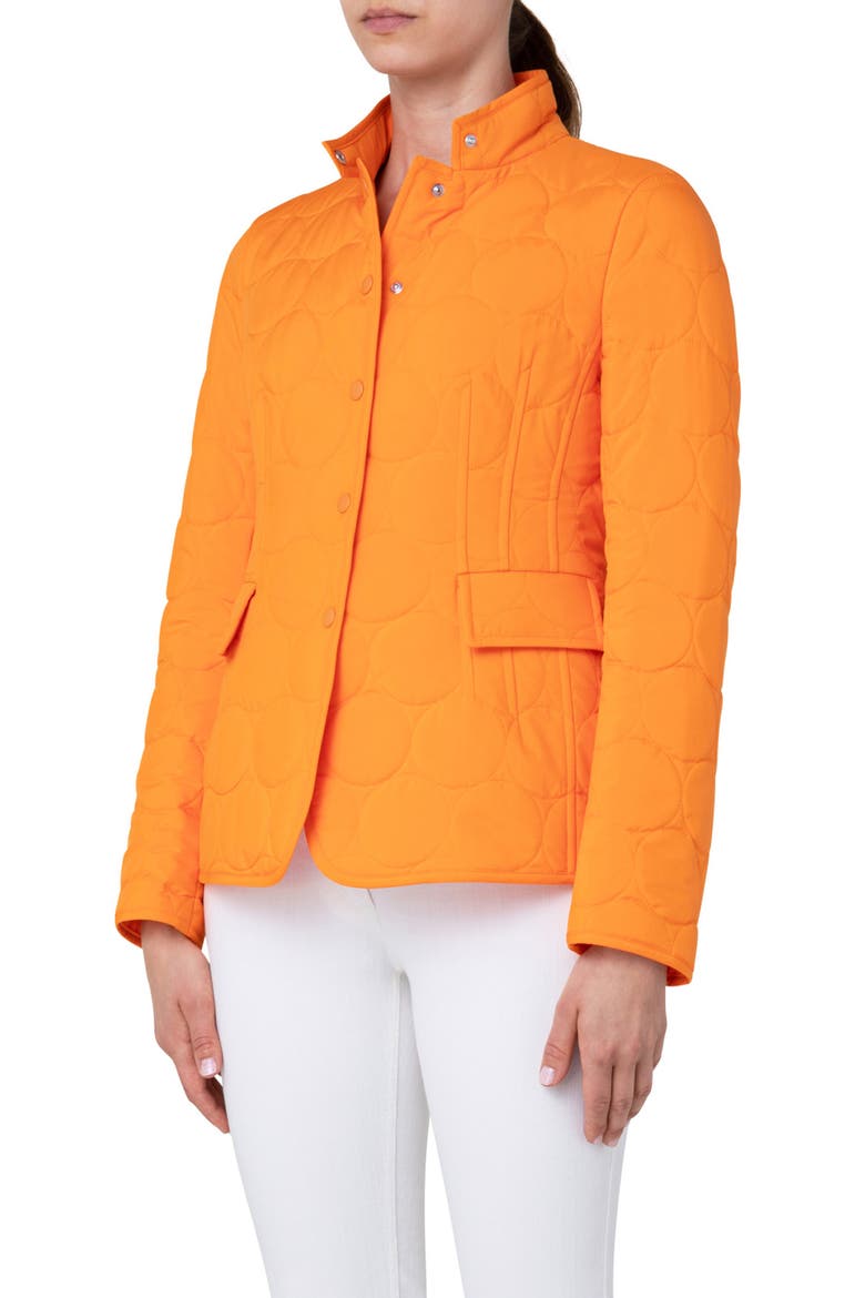 Circle Quilted Stand Collar Jacket, Alternate, color, ORANGE