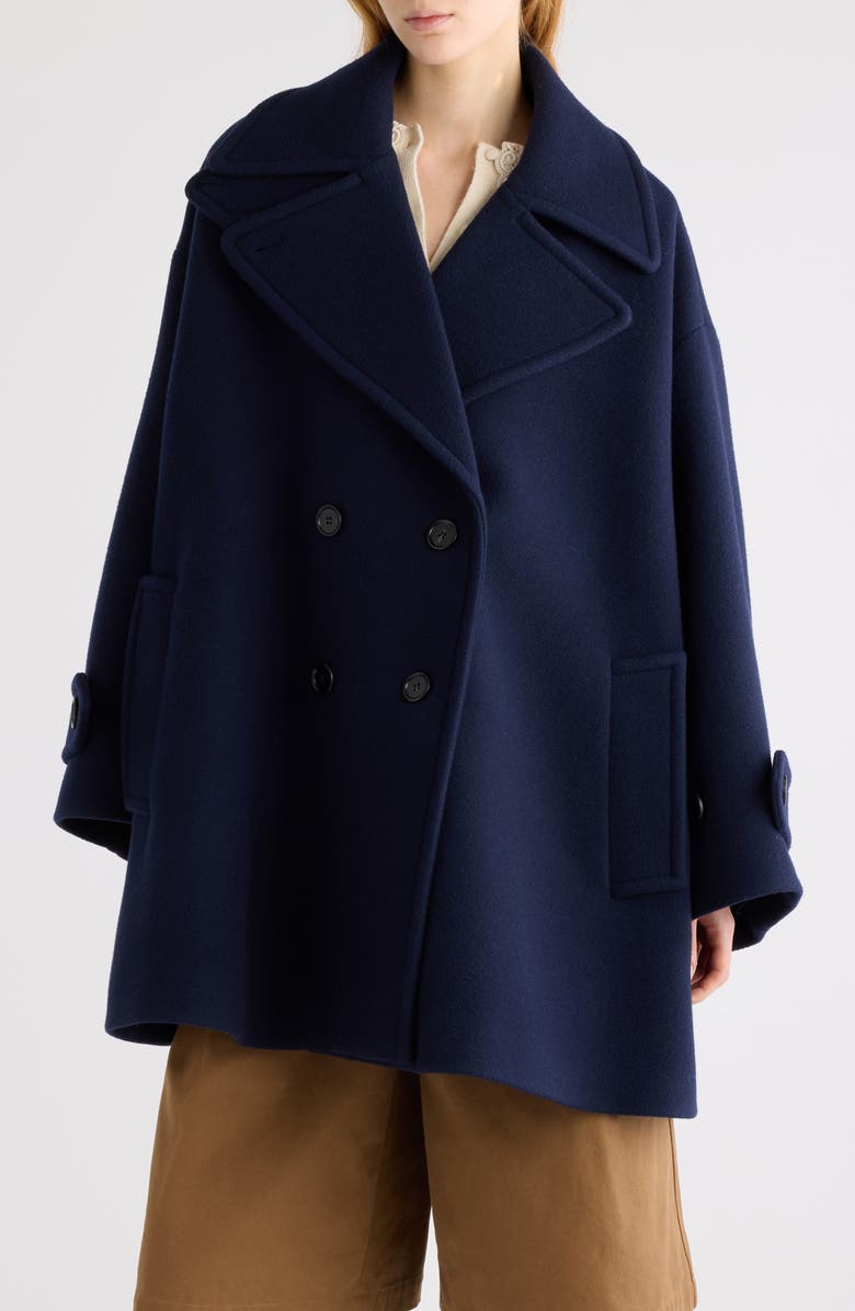 Chloé Iconic Soft Wool Blend Coat, Main, color, Evening Blue