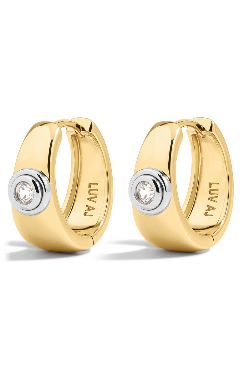 Luv AJ The Luna Bezel Hoop Earrings, Main, color, Gold