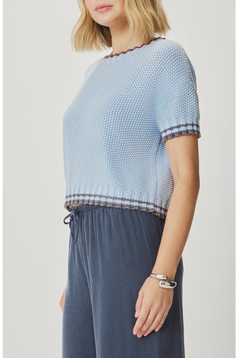 Ann Marie Short Sleeve Cotton Sweater, Alternate, color, COUNTRY AIR BLUE/ INDIGO