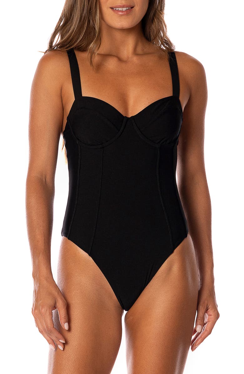 Maaji Midnight Black One-Piece Swimsuit, Main, color, Black
