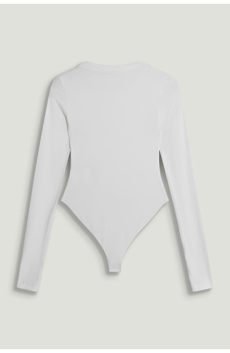 Nocturne Long-Sleeve Jersey Bodysuit, Alternate, color, White