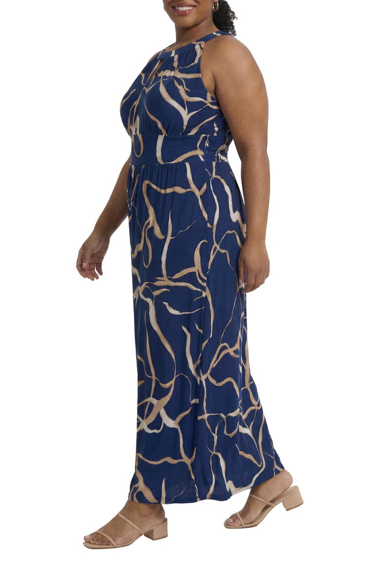 Morris Keyhole Sleeveless Maxi Dress, Alternate, color, NAVY/ TAN