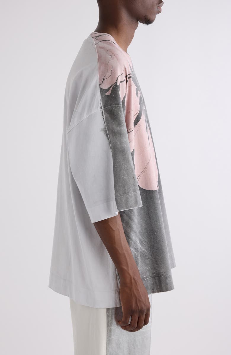 Dries Van Noten Hen Floral & Solid Oversize T-Shirt, Alternate, color, Dessin