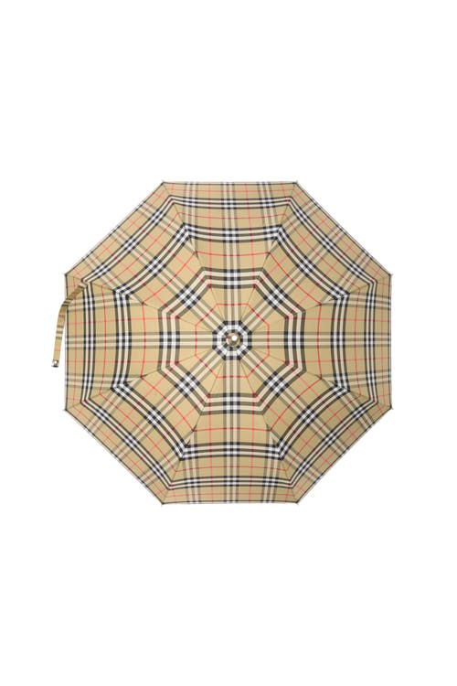 Burberry Check Walking Umbrella In Gray