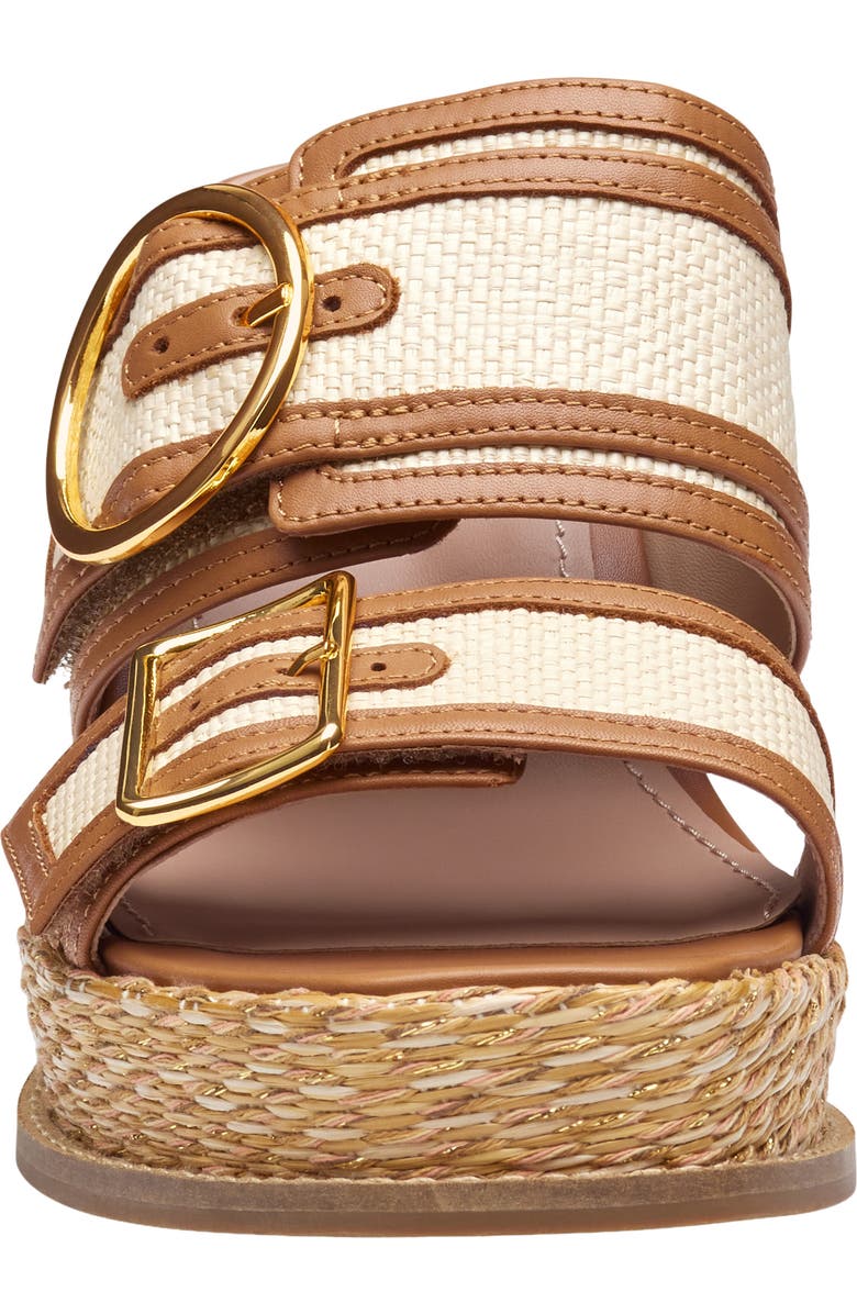 Johnston & Murphy Mallory Double Buckle Platform Wedge Sandal, Alternate, color, Natural Raffia