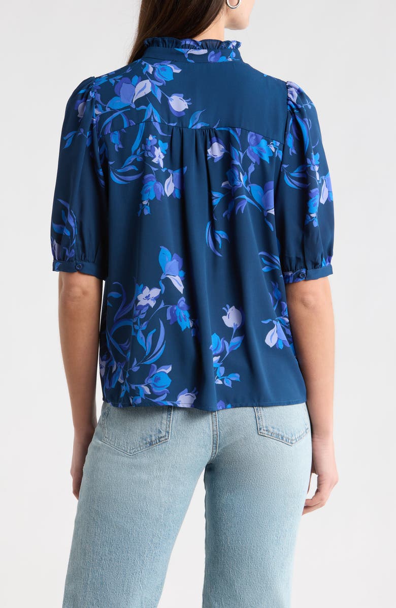 SUGARLIPS Niva Floral Print Woven Shirt, Alternate, color, Navy-Blues