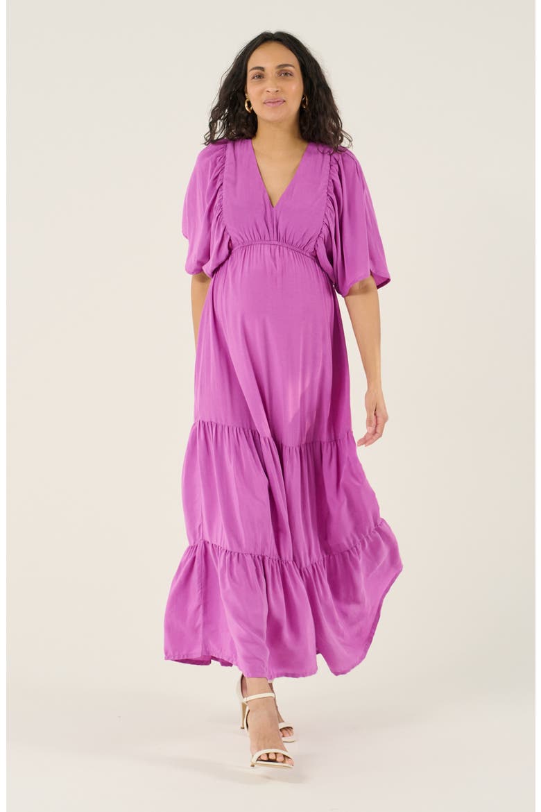 Claudette Maternity maxi dress, Alternate, color, Petunia