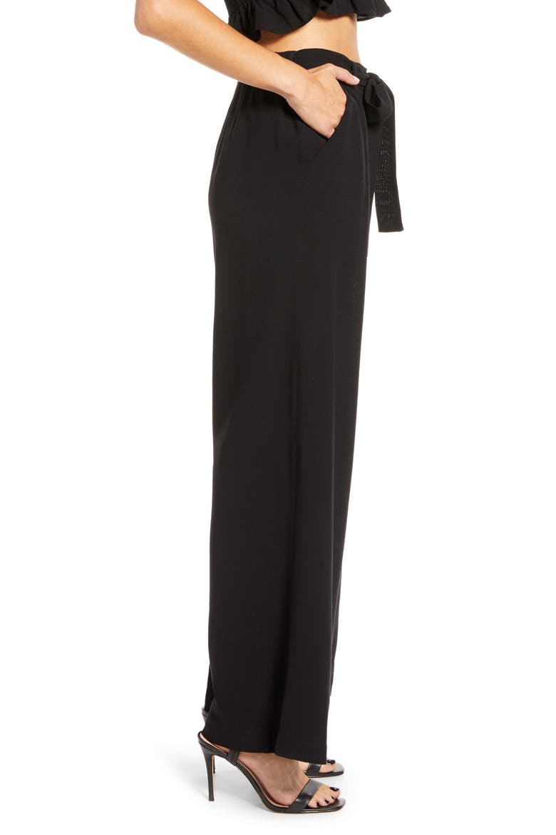 Belted Wide Leg Pants, Alternate, color, BLACK