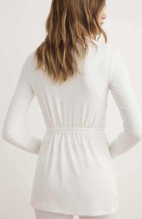 Mango Wrap Rib Cardigan In White