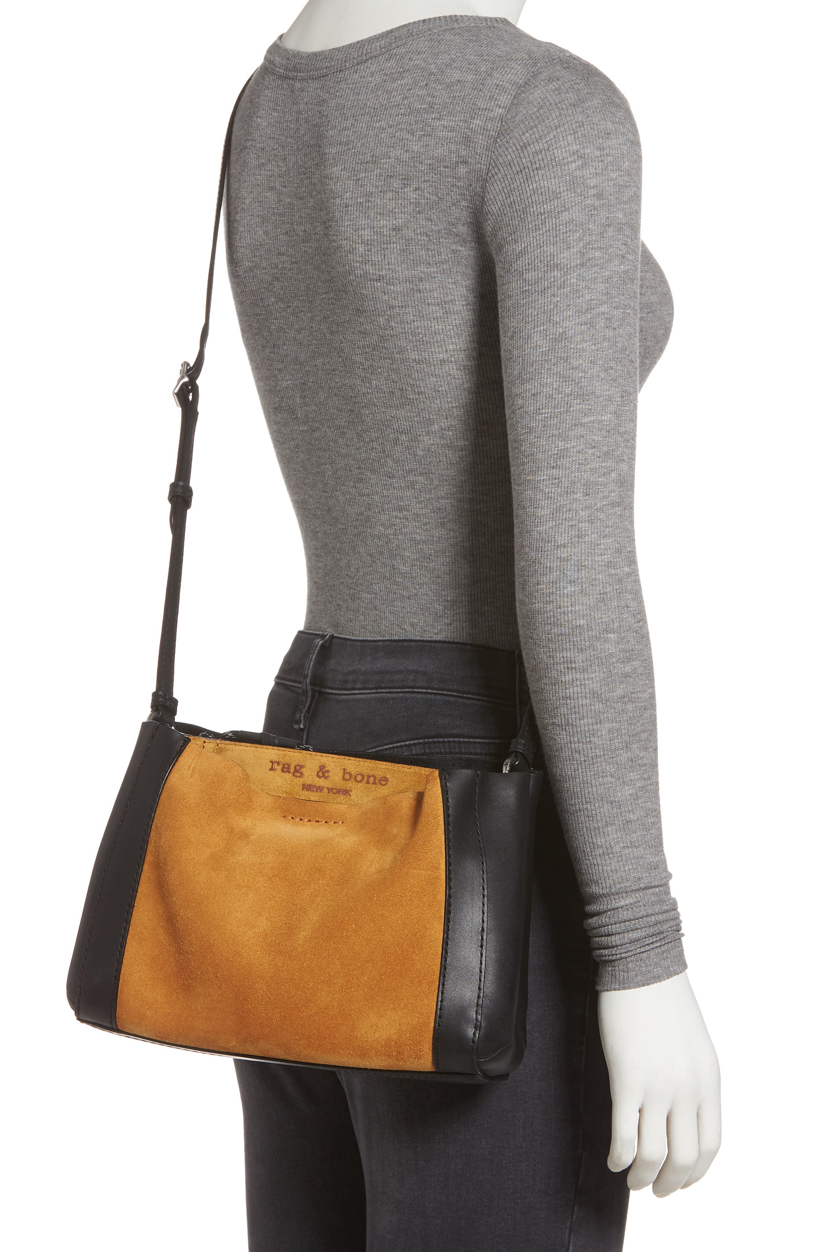Passenger Suede & Leather Crossbody Bag, Alternate, color, BOURBON SUEDE