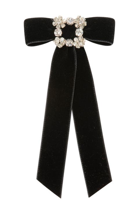 Kinley Crystal Velvet Bow Barrette