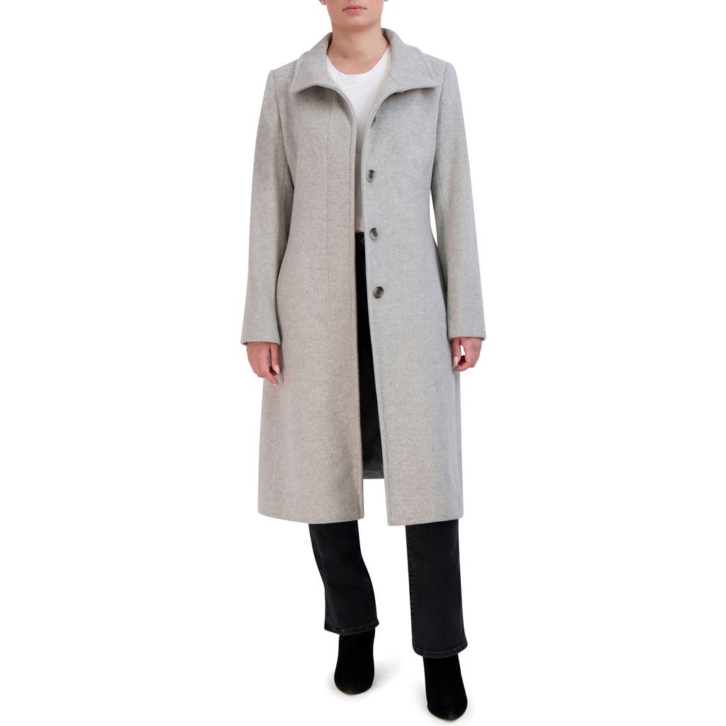 Cole Haan Signature Longline Wool Blend Coat in Light Grey