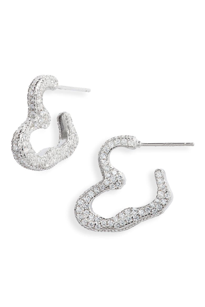 Rhinestone Heart Hoop Earrings, Main, color, CRYSTAL CLEAR