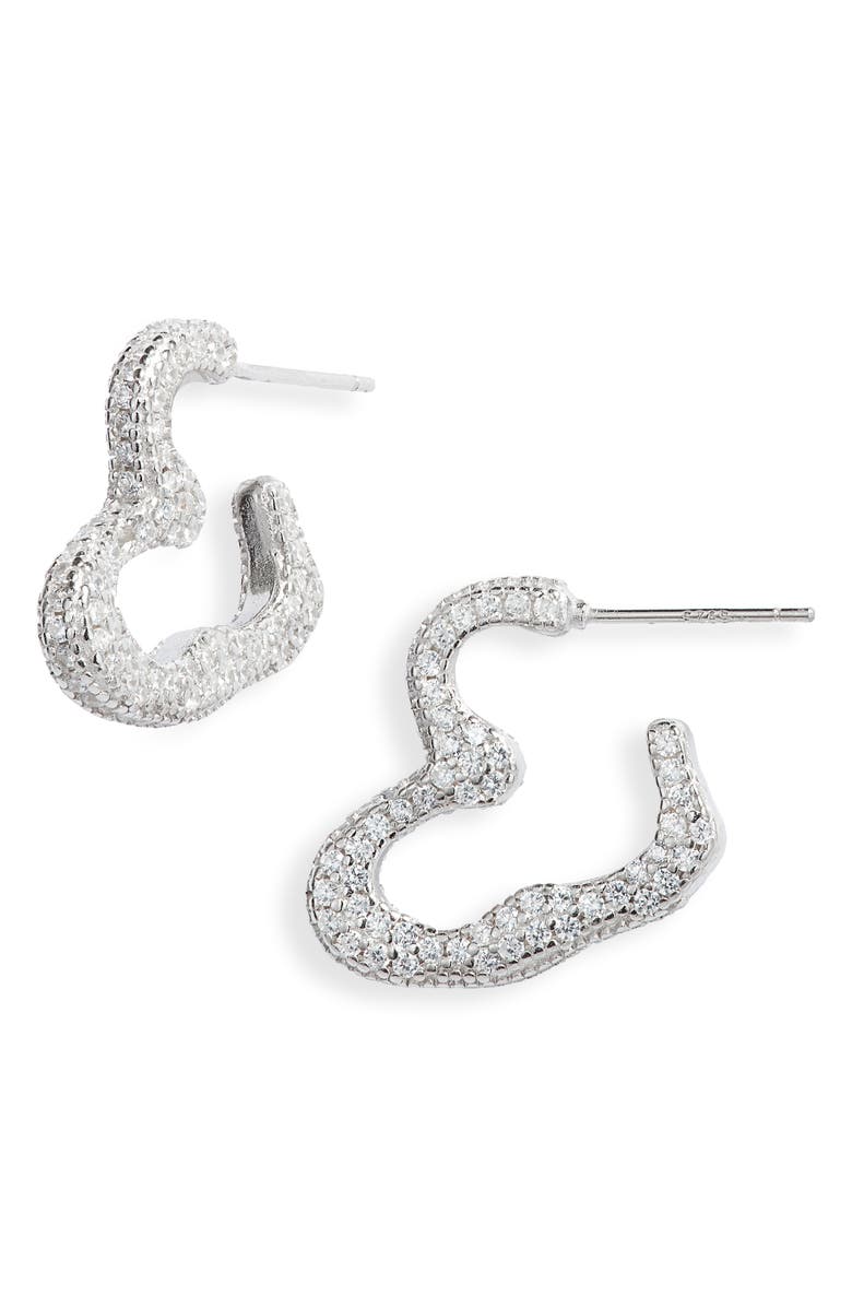 Collina Strada Rhinestone Heart Hoop Earrings, Main, color, 