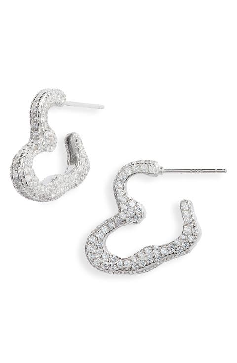 Rhinestone Heart Hoop Earrings