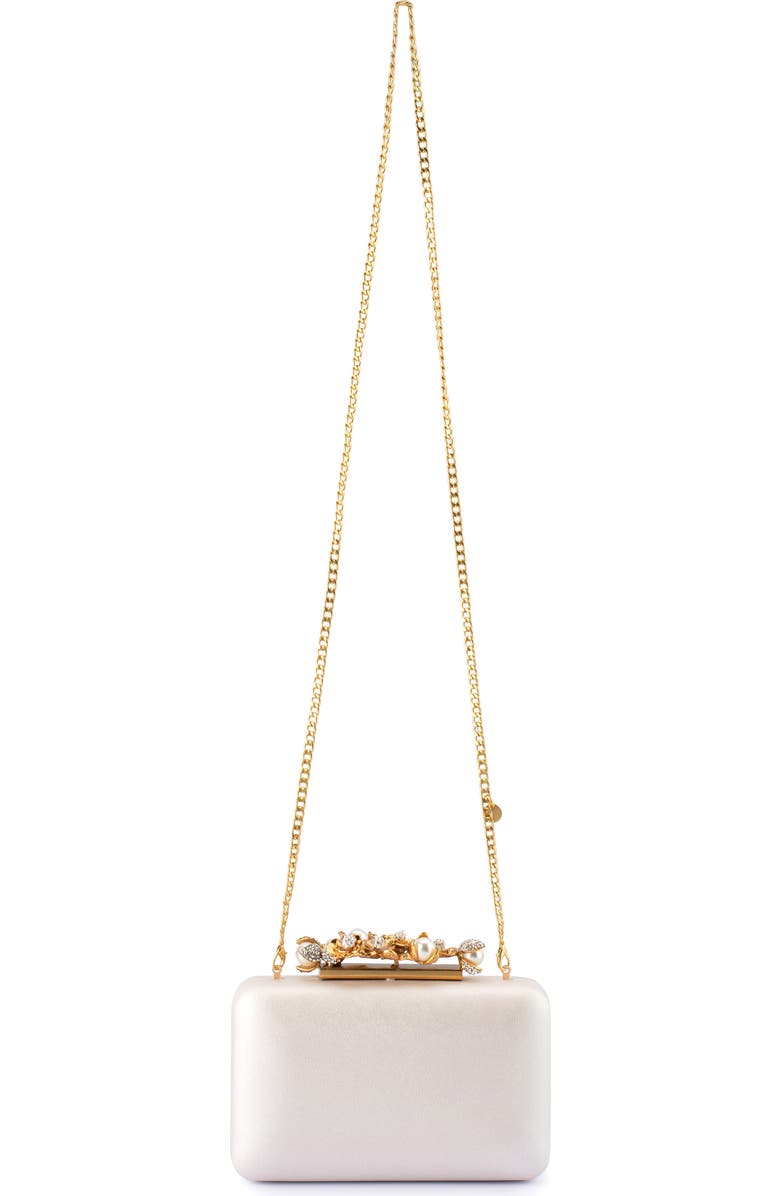 Olga Berg Gabriel Embellished Frame Clutch, Alternate, color, White