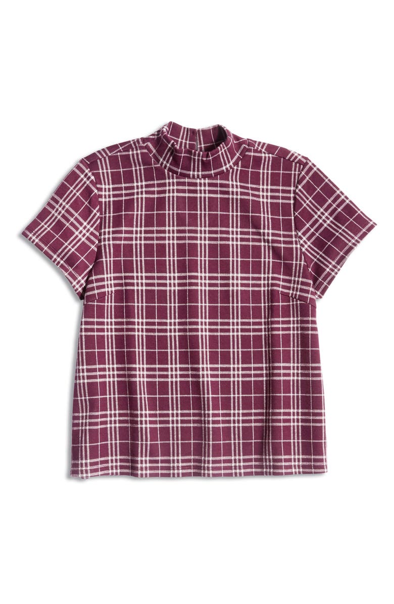 ModCloth Plaid Mock Neck Boxy Top, Alternate, color, 