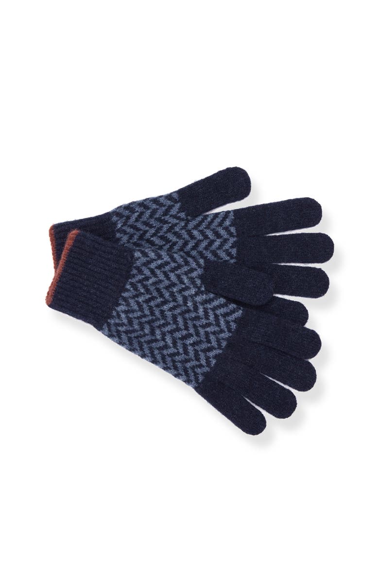 Celtic 
Co. British Lambswool Chevron Gloves, Main, color, Navy