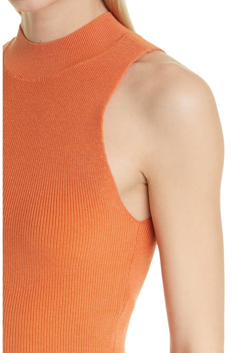 Rib Mock Neck Sleeveless Sweater, Alternate, color, TANGERINE