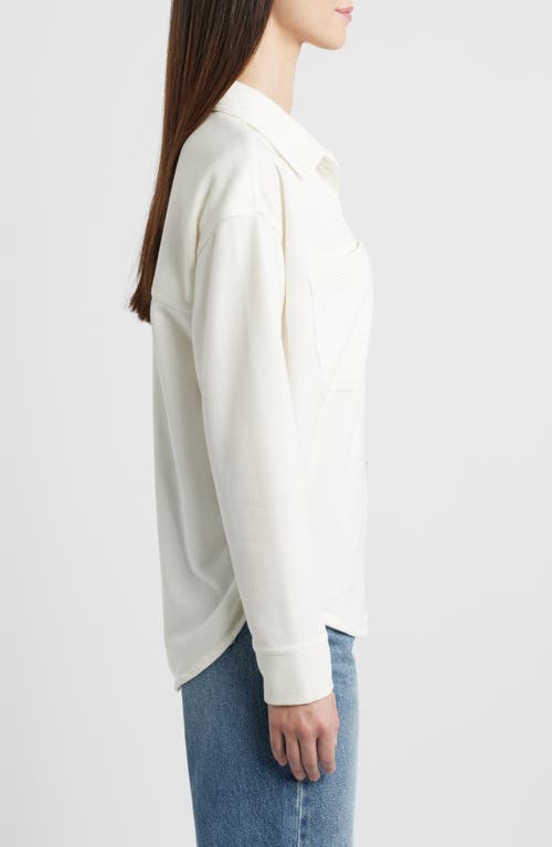 Beachlunchlounge Tabitha Cotton Blend Terry Button-up Shirt In White