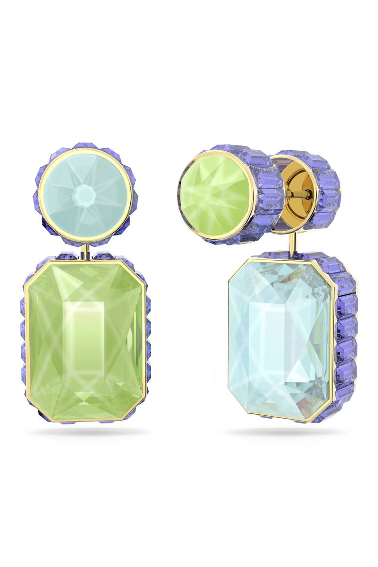 Chroma Swarovski Mismatched Crystal Drop Earrings, Alternate, color, GREEN