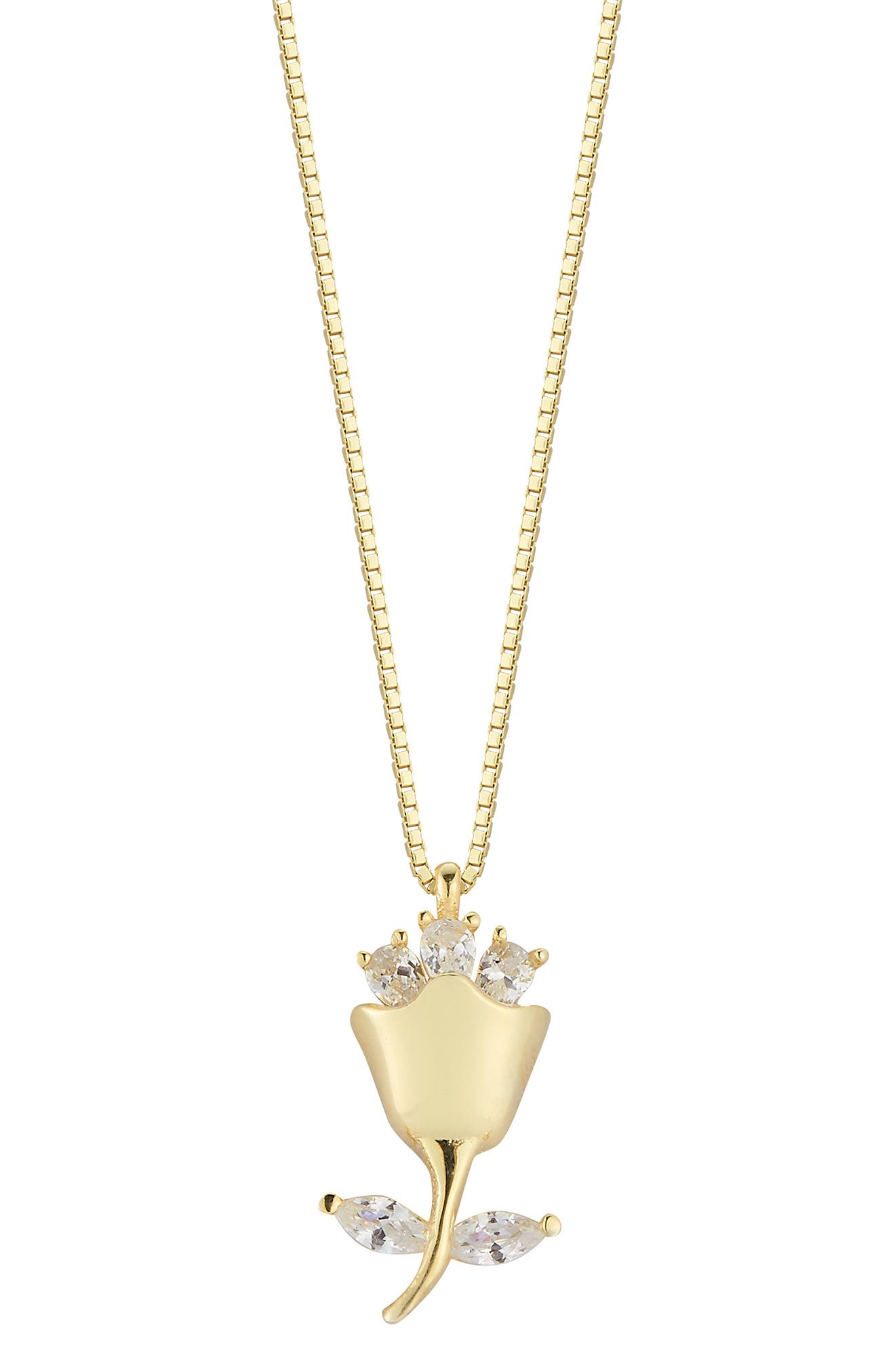 SPHERA MILANO Gold Vermeil CZ Detail Rose Necklace