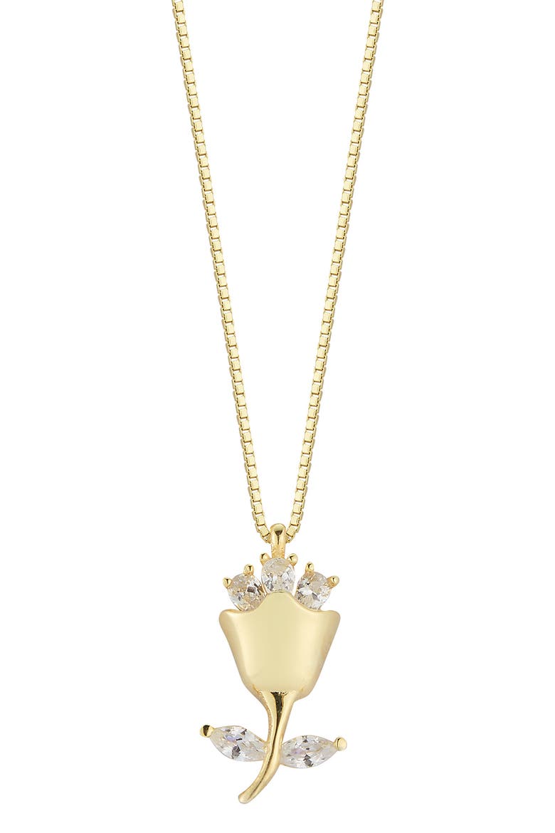 Gold Vermeil CZ Detail Rose Necklace, Main, color, GOLD