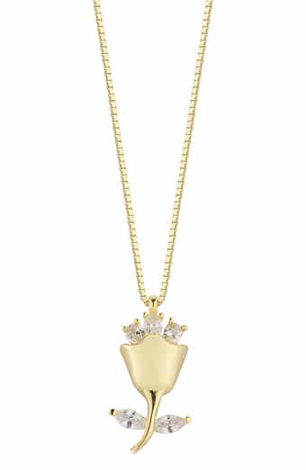 Gold Vermeil CZ Detail Rose Necklace