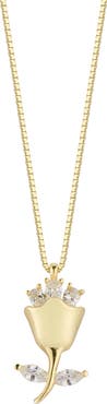 SPHERA MILANO Gold Vermeil CZ Detail Rose Necklace