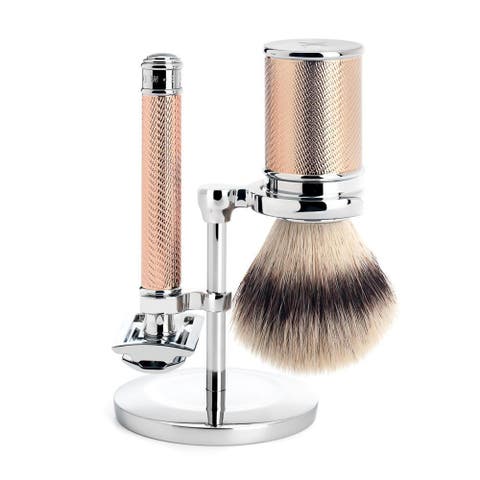 Rosegold Silvertip Fiber & Closed Comb Safety Razor Shaving Set