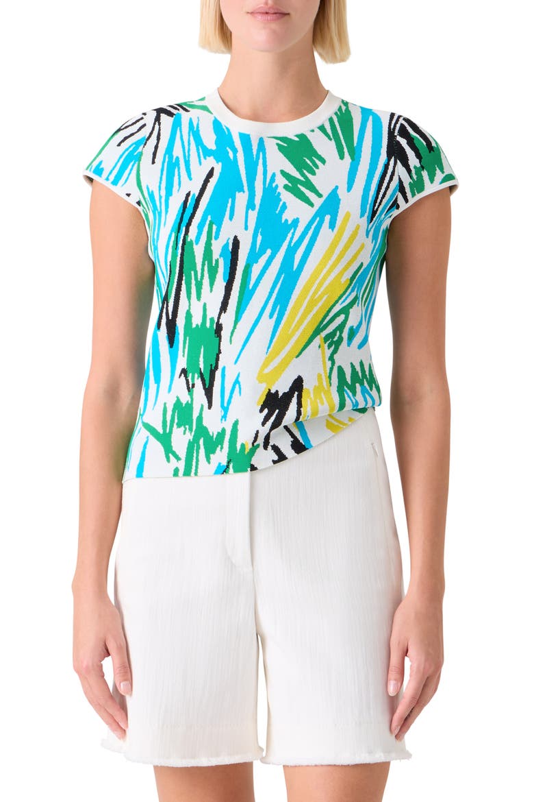Fitted Scribble Jacquard Sweater, Main, color, CREAM-MULTI