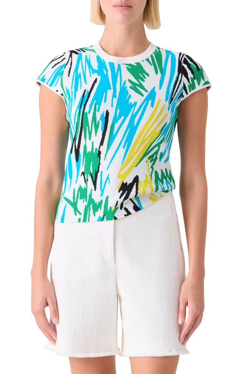 Akris punto Fitted Scribble Jacquard Sweater, Main, color, Cream-Multi