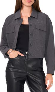 Vince Camuto Crystal Stud Crop Shacket