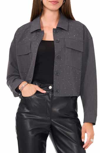 Vince Camuto Crystal Stud Crop Shacket