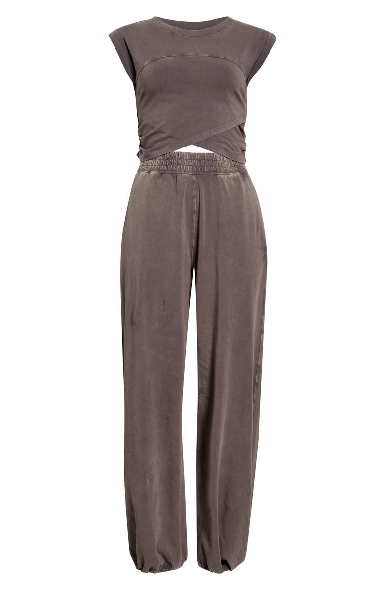 Free People FP Movement Hot Shot Crossover T-Shirt & Joggers Set, Main, color, Chocolate