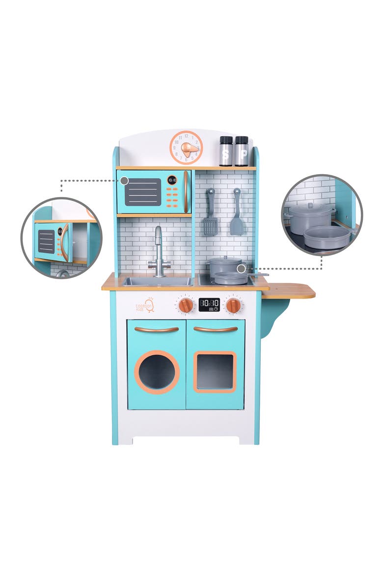 Little Chef Santos Kitchen Playset, Alternate, color, PETROL/ WOOD