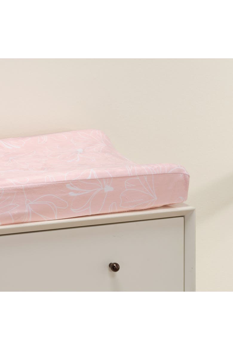 Petals Soft Floral Outline Baby Changing Pad Cover, Alternate, color, Pink