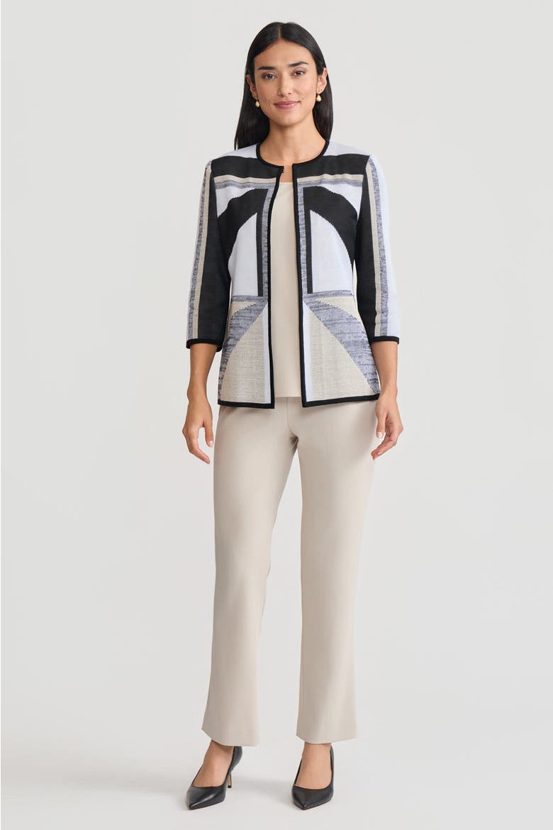 Heritage Colorblock Intarsia Knit Jacket, Alternate, color, Limestone/Black/White