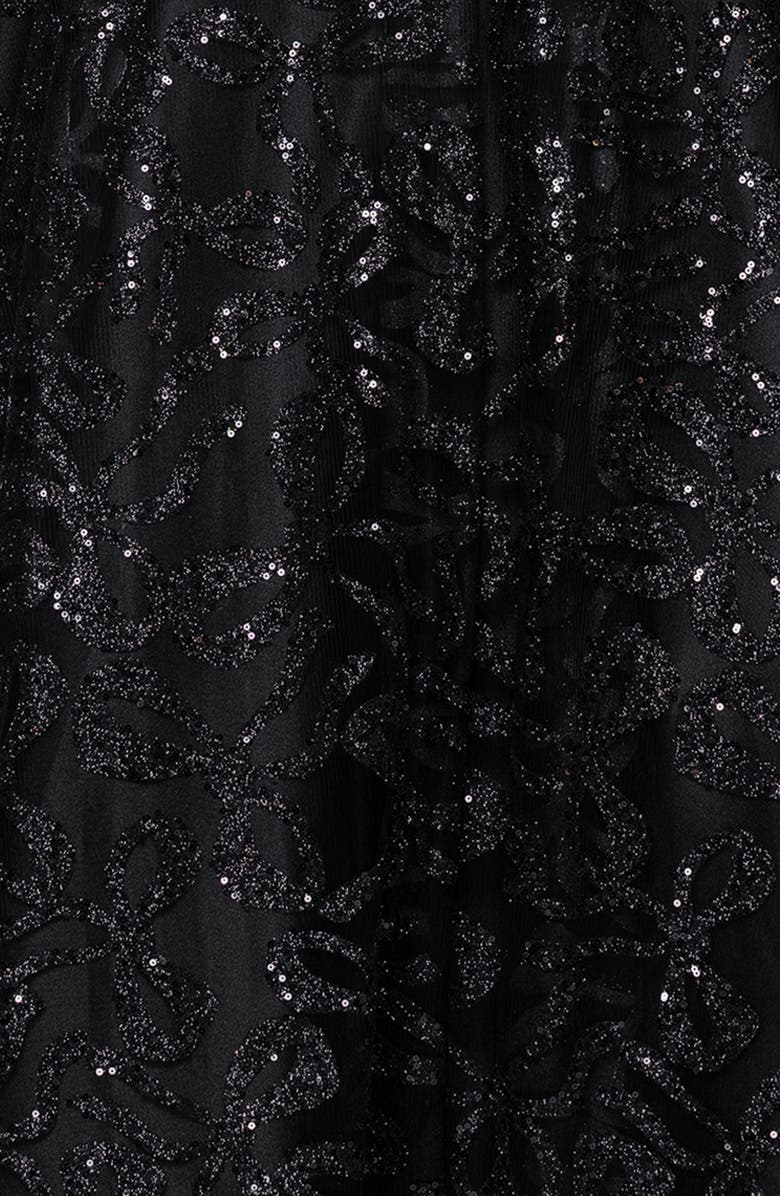 Blondie Nites Strappy Illusion Bodice Ballgown, Alternate, color, Black