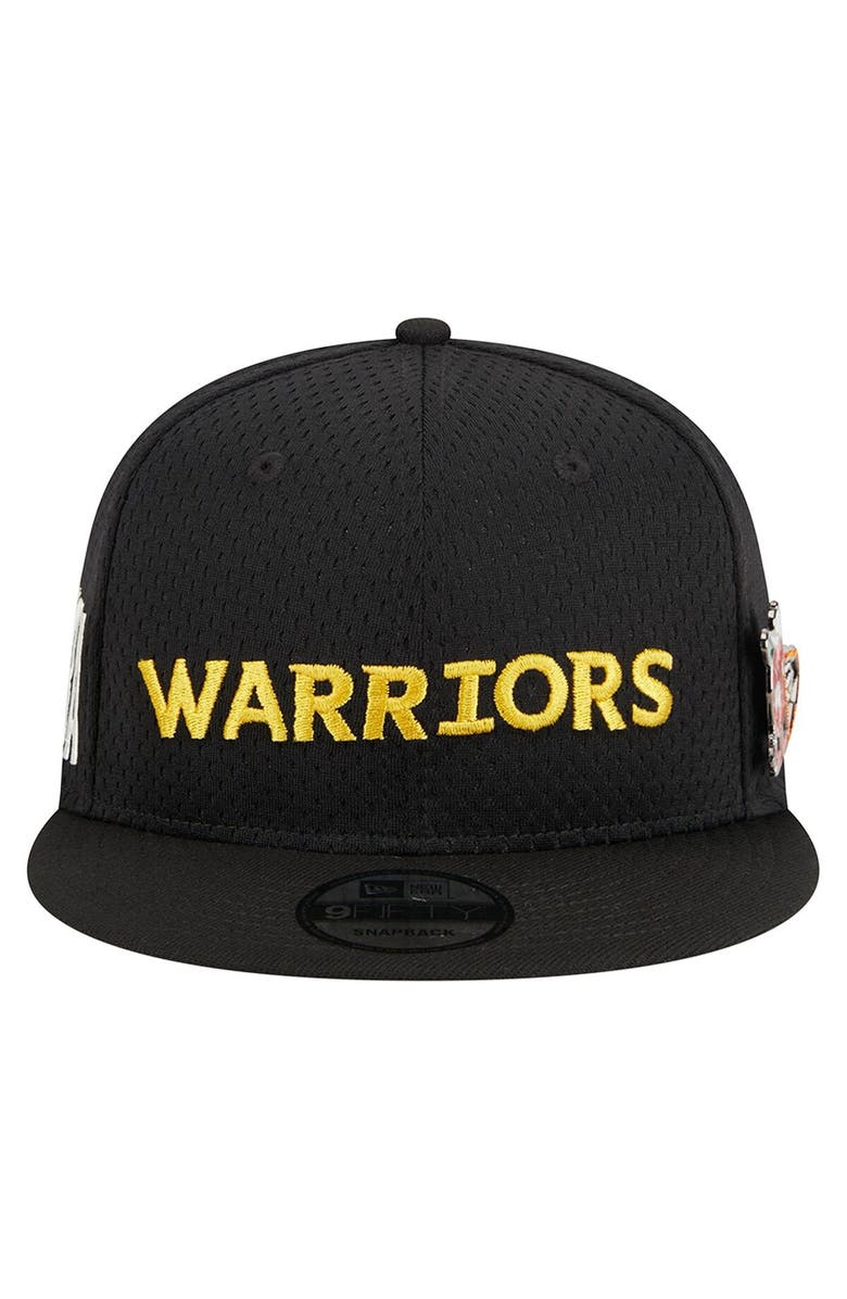New Era Men's New Era Black Golden State Warriors Post-Up Pin Mesh 9FIFTY Snapback Hat, Alternate, color, Black